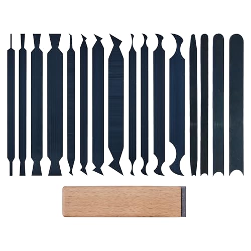 HERMIT TOOLS New Cabinet Scraper Cards and Cabinet Scraper Burnisher with 16 Piece Multi-Shaped Scraper Set Suitable for Various Small space and Small-Sized Tasks (HTCSCS17) - Image 1