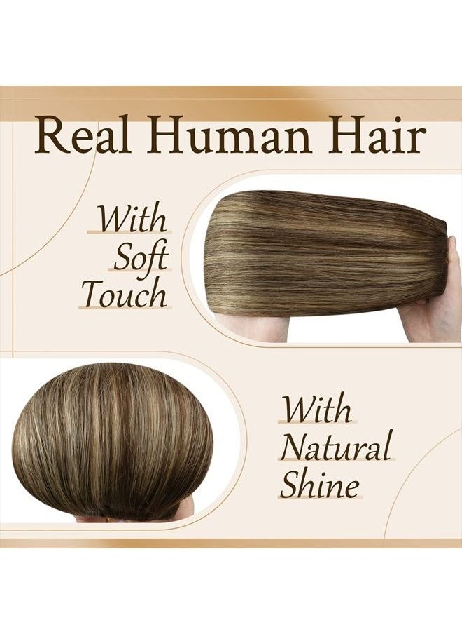 Sunny Hair Sunny Clip in Hair Extensions Real Human Hair Brown Hair Extensions Clip ins Balayage Chocolate Brown Ombre Caramel Brown Balayage Hair Extensions Human Hair 14inch 120G  - Image 3