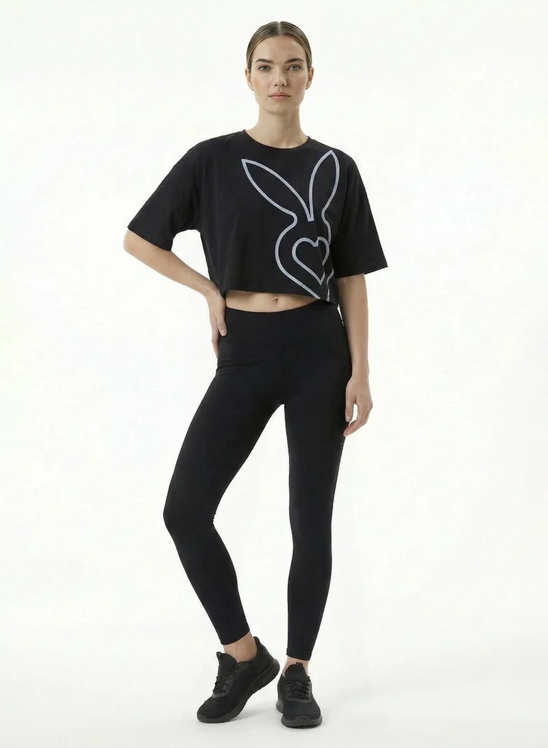 Cardio Bunny  Women's Oversized Crop Graphic Printed Drop Shoulder T-Shirt for Women | Best Price UAE