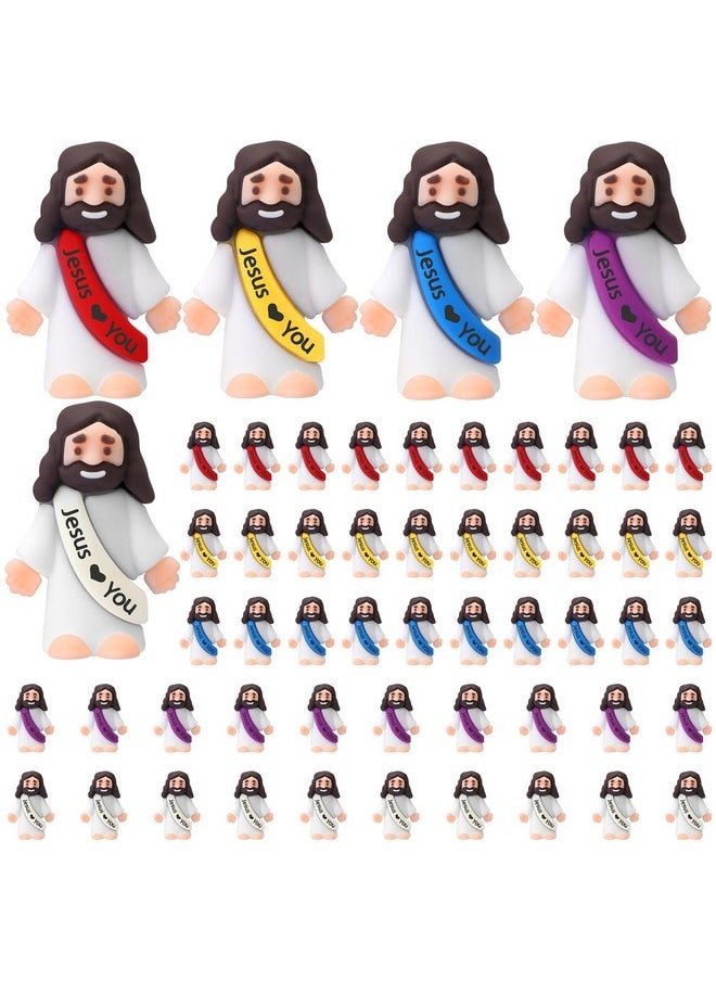 Bememo 50 Pcs Mini Jesus Figures Easter Jesus Loves You Jesus Toys Little Jesus Figures To Hide And Seek Sunday School Religious Party Favors Gift For Easter Egg Stuffers (Fresh Color)  - Image 1