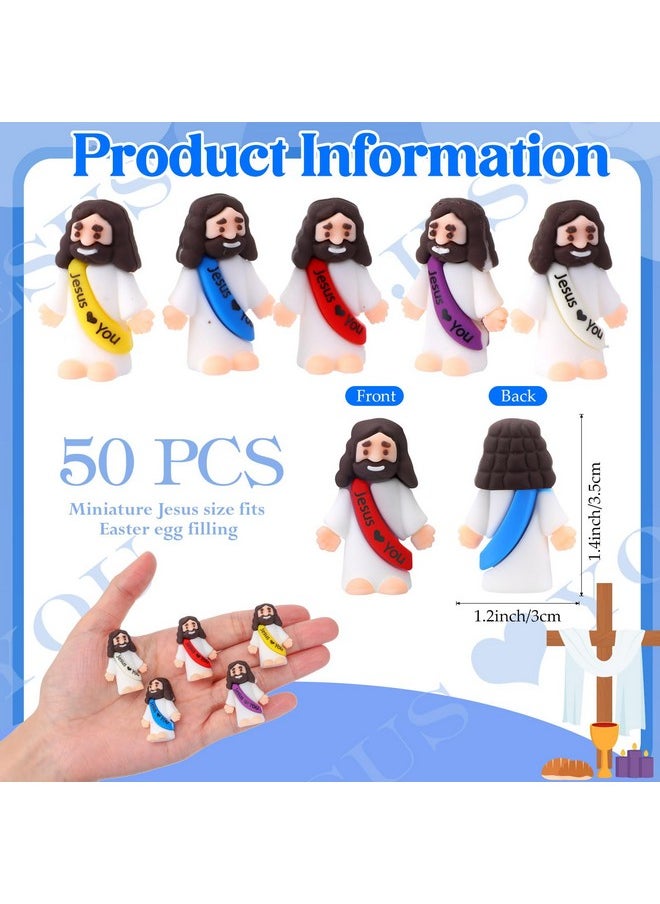 Bememo 50 Pcs Mini Jesus Figures Easter Jesus Loves You Jesus Toys Little Jesus Figures To Hide And Seek Sunday School Religious Party Favors Gift For Easter Egg Stuffers (Fresh Color)  - Image 2
