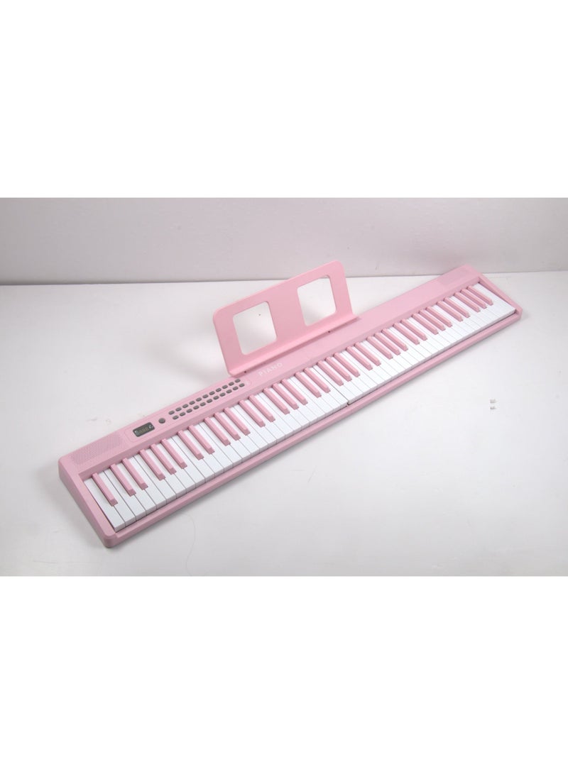 والالا بيانو إلكتروني قابل للطي بـ 88 مفتاحًا، مزود بلوحة مفاتيح من النوع C، بجهد 5 فولت، وشاشة LED ثلاثية الأرقام، مع وضع بلوتوث مزدوج، و1000 إيقاع، و1000 نغمة، و150 عرضًا تجريبيًا للمبتدئين والبالغين (لون وردي، وزن 4.4 كجم). - Image 4