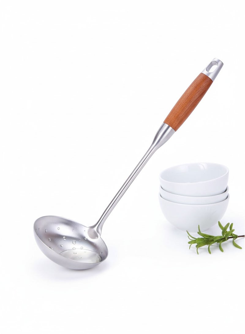 British Chef 3 Pcs Stainless Steel Kitchen Utensils/Spoon Set | Wooden Handle | Long Handle Spoons | Ladle/Turner/ Rice Spoon | Soup/Gravy Ladle | Frying/Grilling Turner | BC313+BC314+BC318 - Image 5