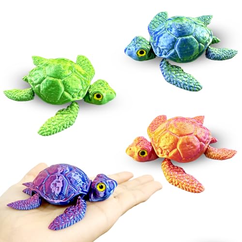 MAVLENT 3D Printed Turtle Animals Toys 4PCS Flexible Fidget Toys for Adults Home Office Decor Stocking Stuffers Bulk Birthday Party Halloween - Image 1