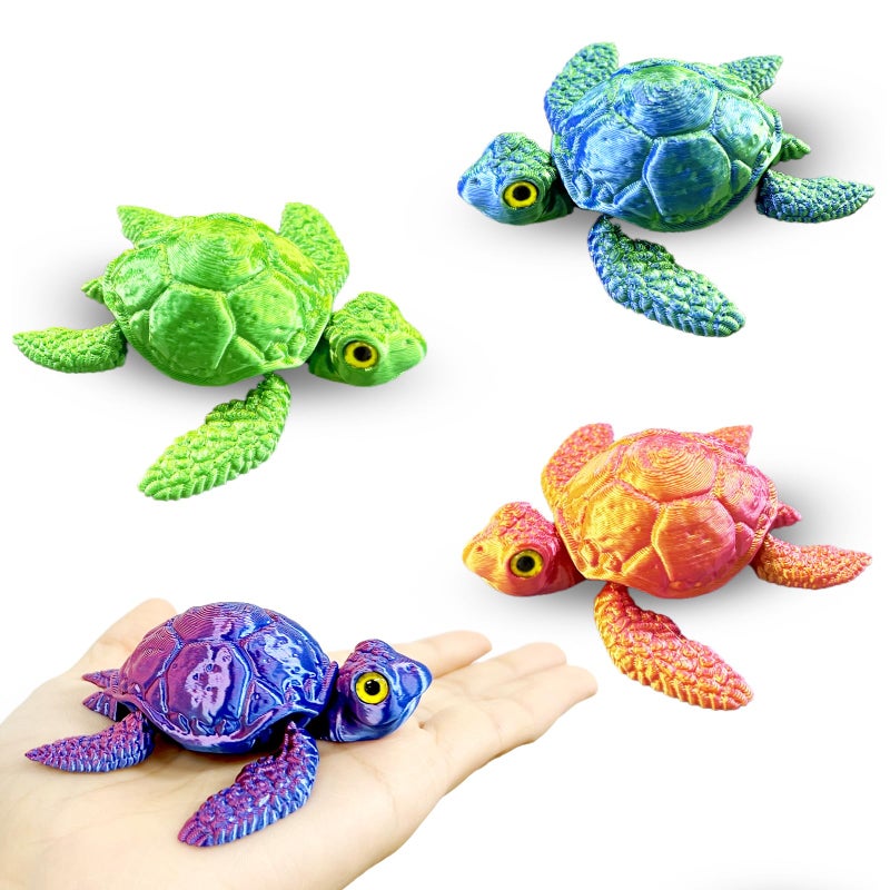 MAVLENT 3D Printed Turtle Animals Toys 4PCS Flexible Fidget Toys for Adults Home Office Decor Stocking Stuffers Bulk Birthday Party Halloween - Image 3