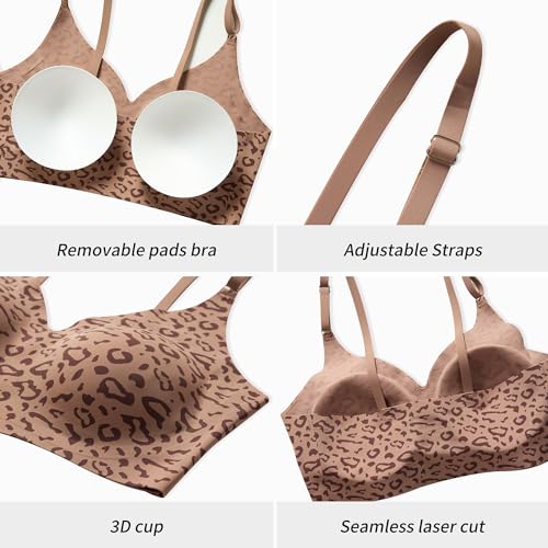DEANGELMON 3 Pieces V Neck Bra Padded Seamless Adjustable Straps Bralettes Everyday Basic Sleeping Bras (3P6,S) - Image 5