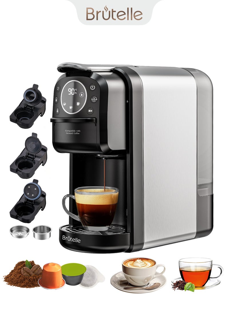 بريتيل ماكينة قهوة 4 في 1 للكبسولات والقهوة المطحونة، بضغط 20 بار تسخين سريع خلال 40 ثانية شاشة لمس لتحضير الكابتشينو واللاتيه والأمريكانو، مثالية للمنزل والمكتب وركن القهوة في المقاهي - Image 1