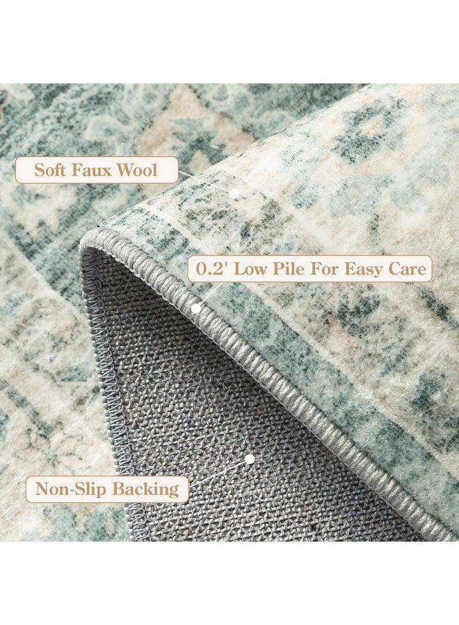 LIVEBOX Washable Rug 2x3 Kitchen Mats for Floor Entryway, Non Slip Front Door Mat for Bathroom Hallway, Boho Low-Pile Small Carpet Farmhouse Throw Indoor Rugs for Bath Sink, Sage Green - Image 5