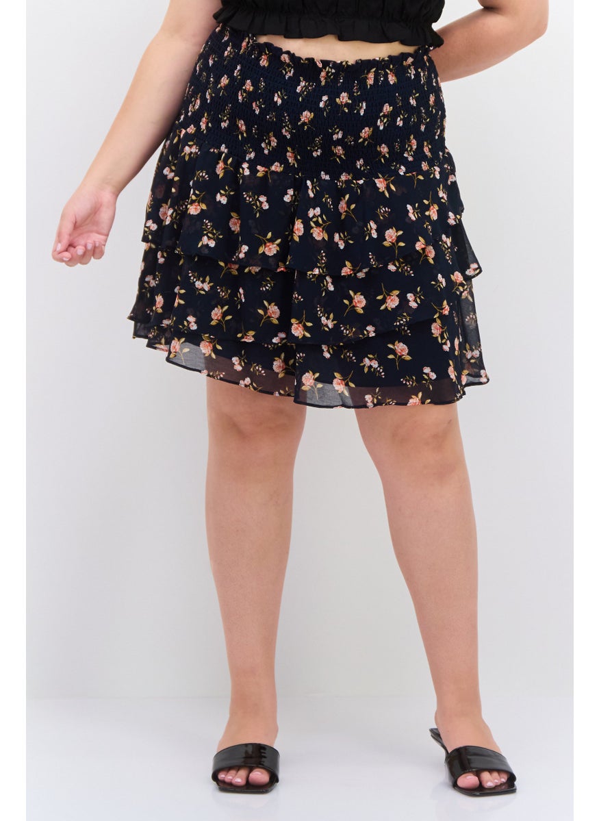 Women Plus Size Floral Print Mini Skirts, Navy Combo - pzsku/ZA22A7B08515D0947B6BBZ/45/_/1737642693/92e6c4c8-3475-465c-bc4a-c8a4fbba3cdb