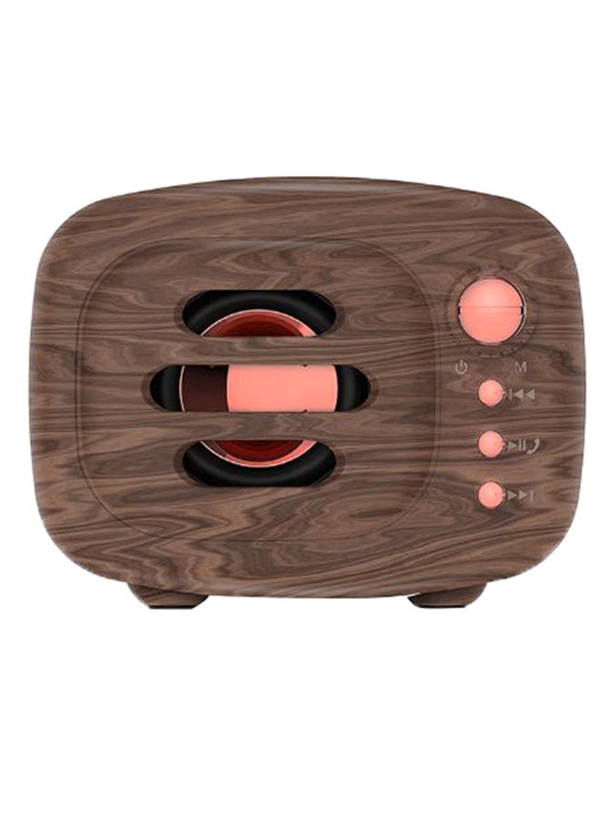 NIBEMINENT Bluetooth Wireless Stereo Speaker With Built-In Microphone Brown/Pink - Image 1