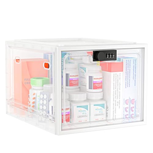 iBune Large Medication Lock Box, Lockable Medicine Storage Box for Medicine Safe/Phone/Refrigerator/Personal Items/Home/Office/Dorm, White - Image 2
