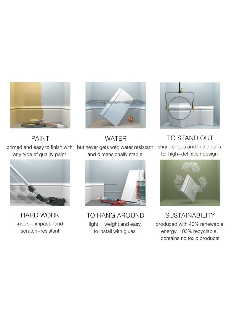 Naseel World Polystyrene LED Skirting Board/Baseboard - Size: 12*2*240 cm - 5 Pieces - Image 5
