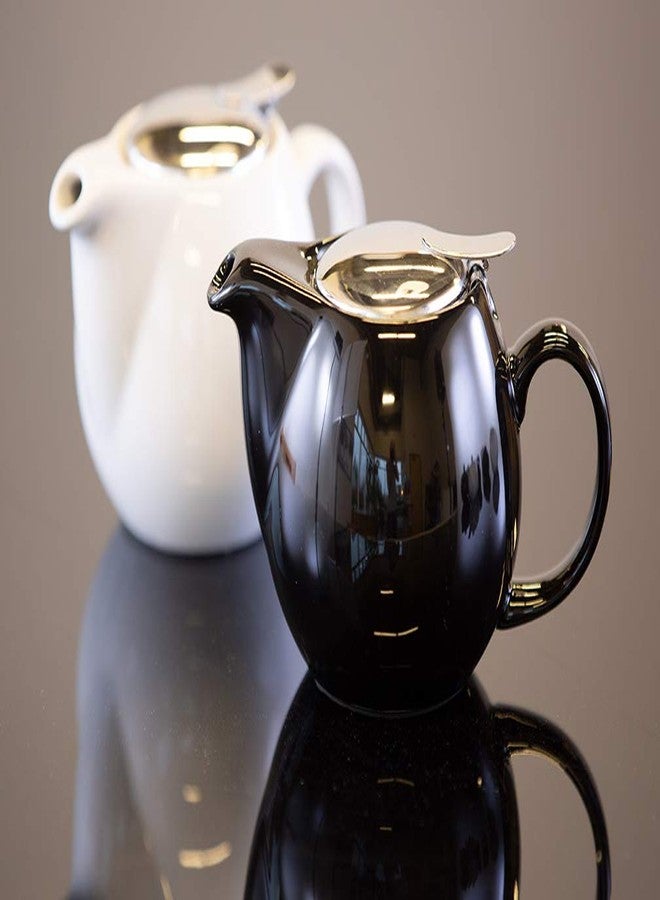 Service Ideas TPCV16WH Ceramic Teapot with Removable Infuser, 16 oz, Oval, White - Image 2
