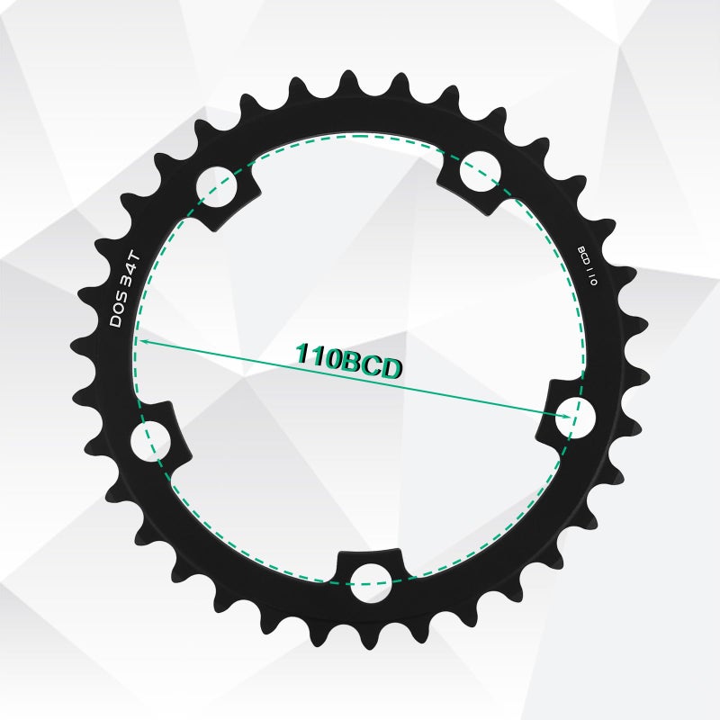 BUCKLOS 110BCD Bike Chainring Set with Pin, Double Round 5 Bolts Aluminum Chainring 50T 34T 52T 36T 53T 39T for Road Bike Bicycle Fits 8 9 10 11 Speed Chains - Image 4