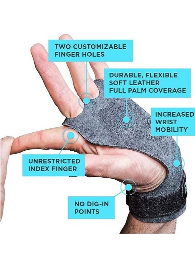 SKDK 3-Hole Finger Crossfit Leather Hand Grips with Neoprene Wrist Wraps for Gymnastics Rings Gym Weight Lifting Pull Up Bar Training,Hand Protection from Rips and Blisters for Men and Women M - Image 5