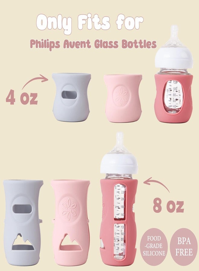 Dolreme 3 Pack Silicone Sleeve for Avent Natural Glass Baby Bottles, Compatible Philips Avent Glass Natural Baby Bottle 8oz - Image 2