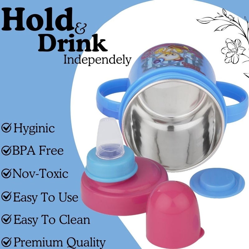 Nabhya Hippo Stainless Steel Baby Spout Sipper Cup for Kids Age 3 Months to 18 Months 250 ML (Sky Blue) - Image 5