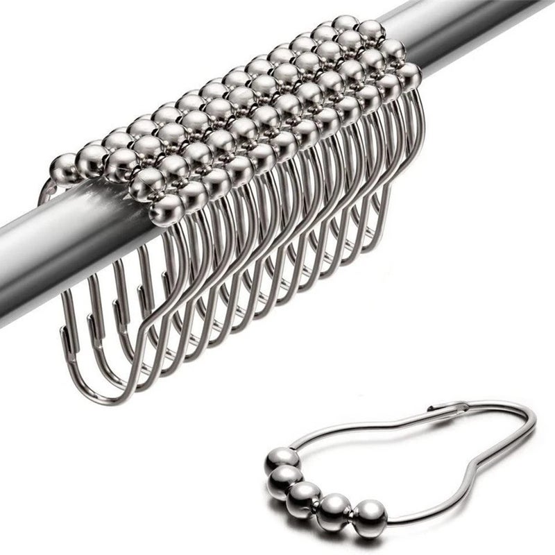 Y&D 12PCS Rustproof Shower Curtain Rings Hooks, Stainless Steel Decorative Bathroom Curtain Hangers for Shower Rods - Smooth Gliding - Image 2
