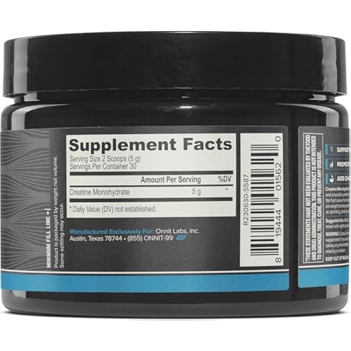 ONNIT Creatine Monohydrate Powder, IGEN™ Non-GMO Tested – 5g Premium Creatine for Muscle Strength, Power & Lean Mass, Supports Brain Health & Cellular Energy, Unflavored, 30 Servings, 5.29 oz 2-Pack - Image 2