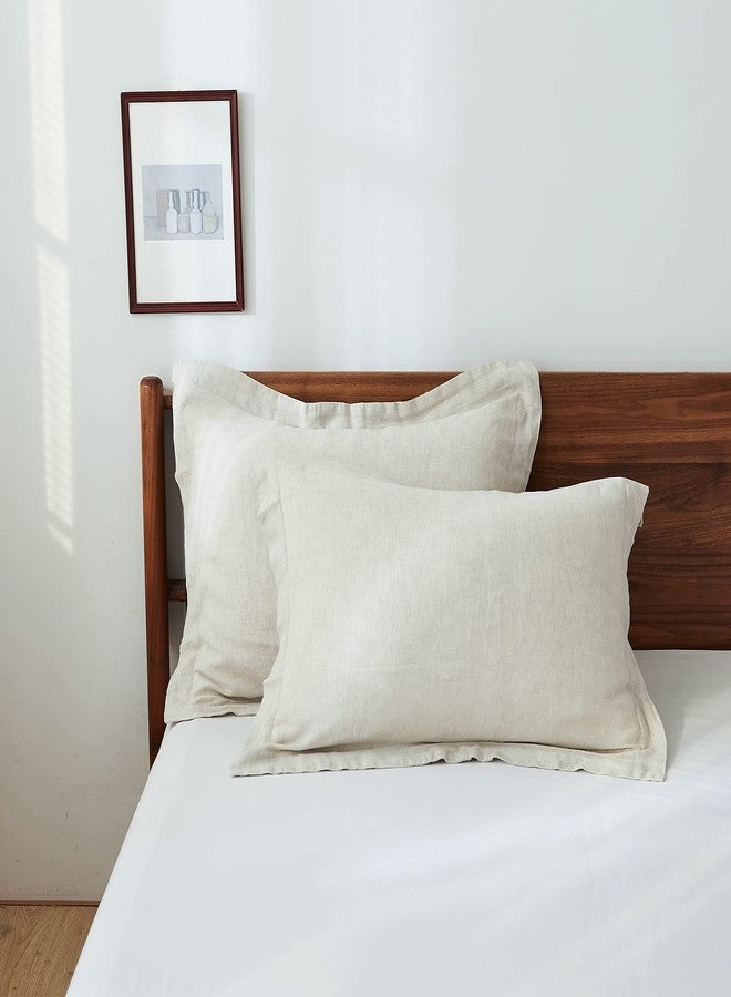 King Linens أغطية وسائد كينج لينينز من الكتان الفرنسي 100%، تصميم أساسي - عبوة من قطعتين - لون موحد مغسول، كتان طبيعي ناعم ومسامي - كتان، 20 بوصة × 26 بوصة - Image 1