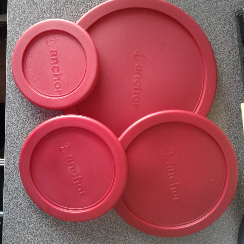 Anchor Hocking Replacement Lids 1x7cup,1x4cup,1x2cup,1x1cup, red Round lid - Image 2