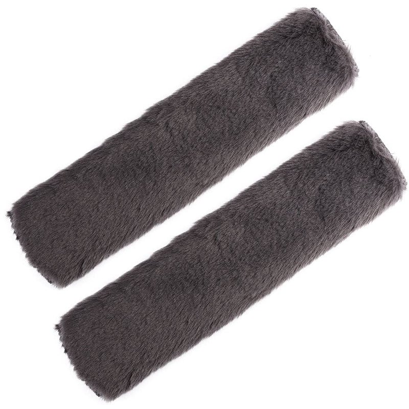 Generic kuou 2 Pack Seat Belt Pads, Seatbelt Strap Cover Soft Faux Big Rabbit Fur Seat Belt Covers Comfort Harness Pads Protect Shoulder Neck Padding for Kids, Adults(Gray)  - Image 1