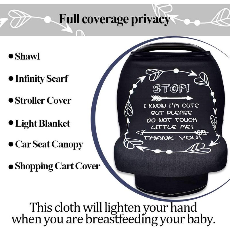 TANOFAR Car Seat Covers for Babies, No Touching Sign Car seat Canopy, Infant Stroller Covers for Newborn Girl Boy, Multiuse Nursing Covers for Breastfeeding, Ultra-Soft Breathable, High Chair Cover, Black - Image 3