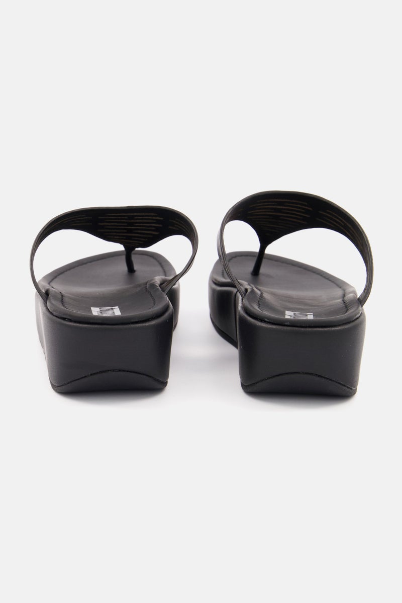 FitFlop Women Lulu Sleek Laser Cut Leather Toe Post Sandals, All Black - Image 2