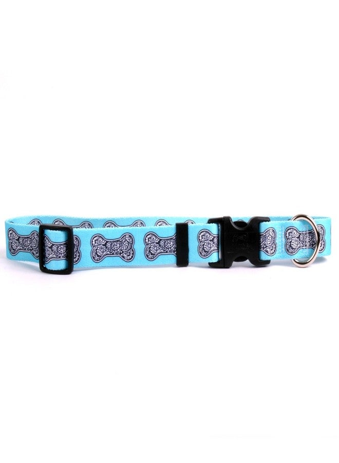 Yellow Dog Design Bella Bone Blue Dog Collar Fits Neck 14 to 20"/4" Wide, Medium 3/4" Wide