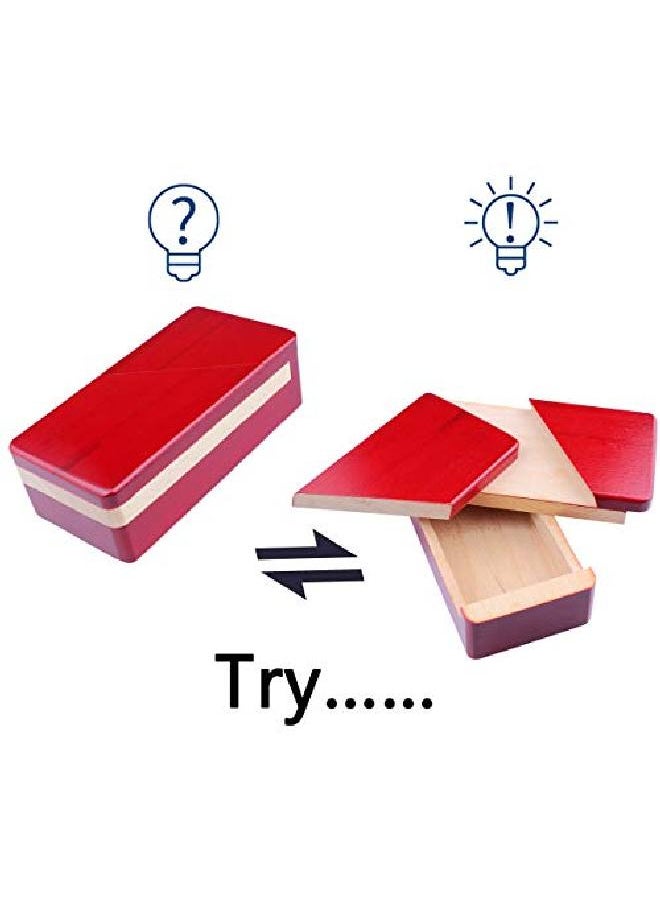 Dcbeautiful Impossible Box Puzzle Master Secret Opening Box Wooden Red Magic Box With Secret Drawer Mysterious Gift Box Puzzle (Upgraded Packaging)