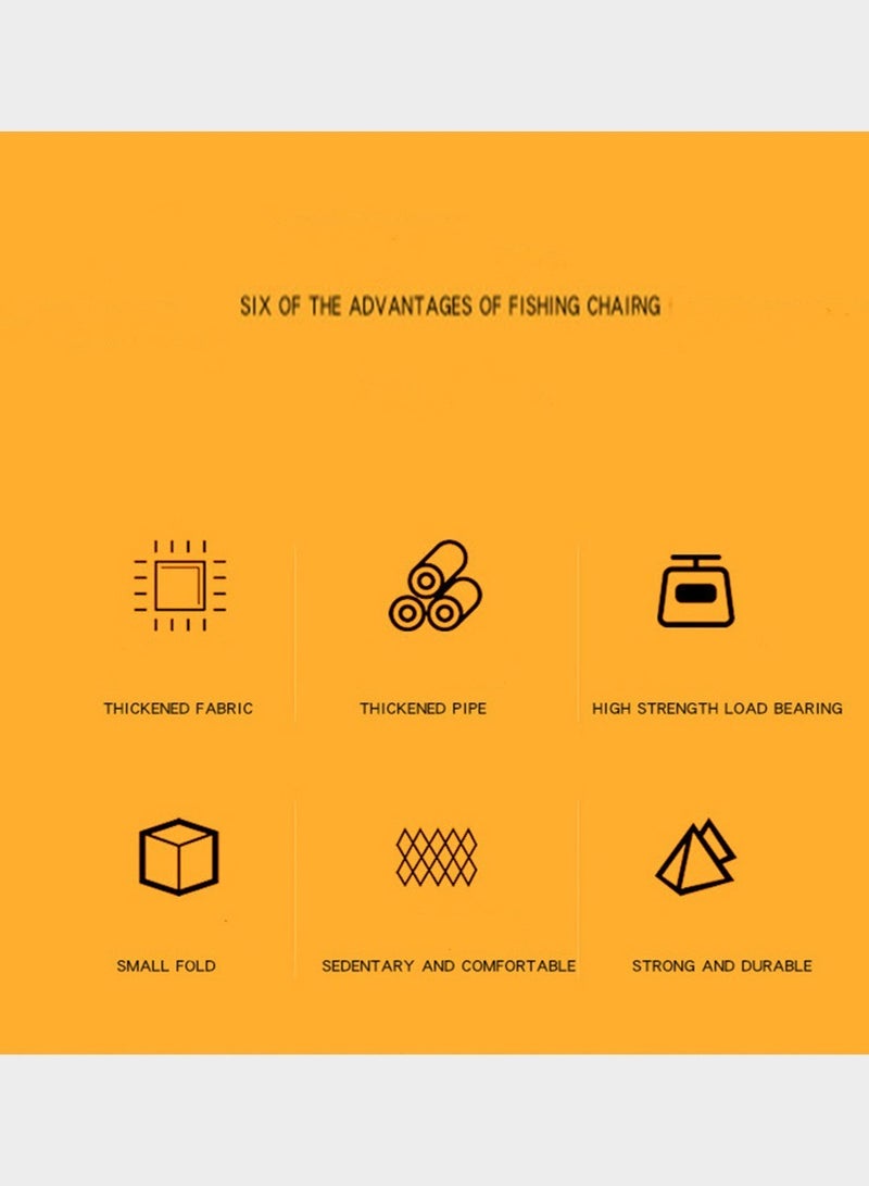 Inder Portable Folding Fishing Chair Lightweight Camping Back Rest Stool Durable Beach Chair Suitable for Outdoor Activities Hiking Picnic with Side Pockets Carry Bag - Image 5