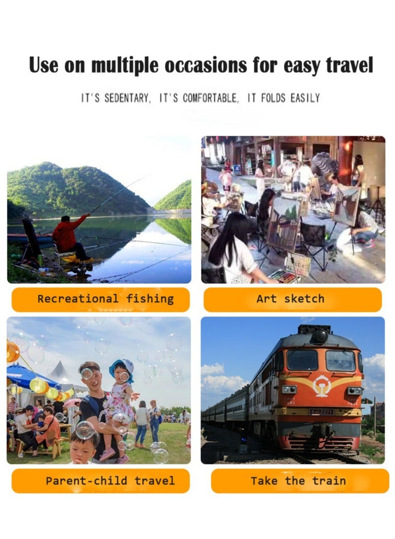 Inder Portable Folding Fishing Chair Lightweight Camping Back Rest Stool Durable Beach Chair Suitable for Outdoor Activities Hiking Picnic with Side Pockets Carry Bag - Image 4