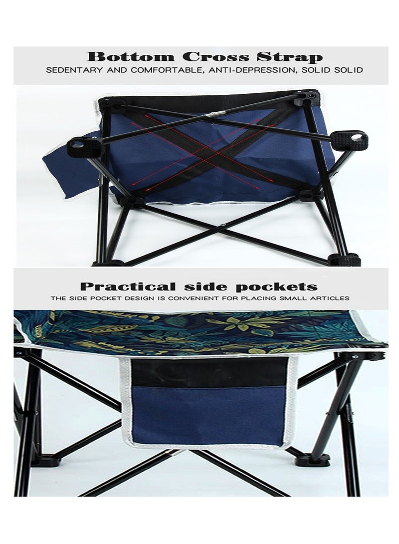 Inder Portable Folding Fishing Chair Lightweight Camping Back Rest Stool Durable Beach Chair Suitable for Outdoor Activities Hiking Picnic with Side Pockets Carry Bag - Image 2