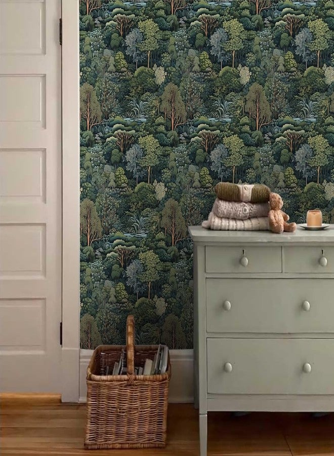 MuralPeel ورق جدران MuralPeel Green Forest Summer Trees River Landscape، سهل التقشير واللصق، بتصميم كلاسيكي، ورق لاصق ذاتي قابل للإزالة، مناسب لخزائن المطبخ، مناسب للمستأجرين - Image 3