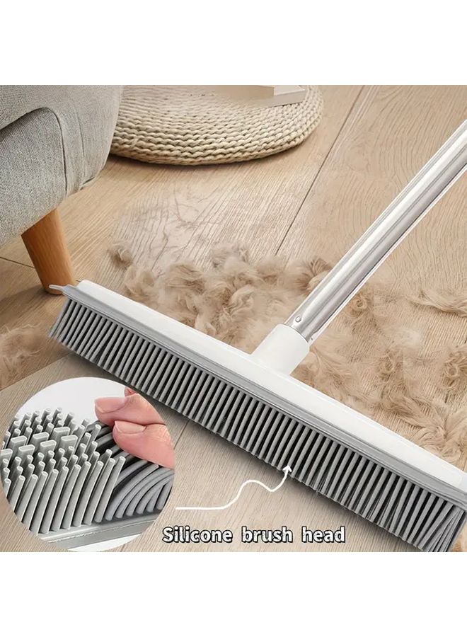 2 في 1 مكنسة يدوية بيضاء لإزالة شعر الحيوانات الأليفة للسجاد والأرضيات والأثاث بفرشاة سيليكون متينة - Image 1