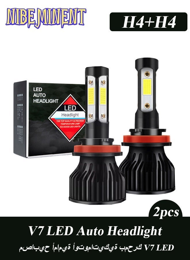 NIBEMINENT V7 H4 LED Headlight Bulbs, 4-Sided LED Chips 360° Illumination, 48W 12000LM 6500K Super Bright White, Hi/Lo Beam, Plug & Play for Car Motorcycle (2 Pack) - Image 1