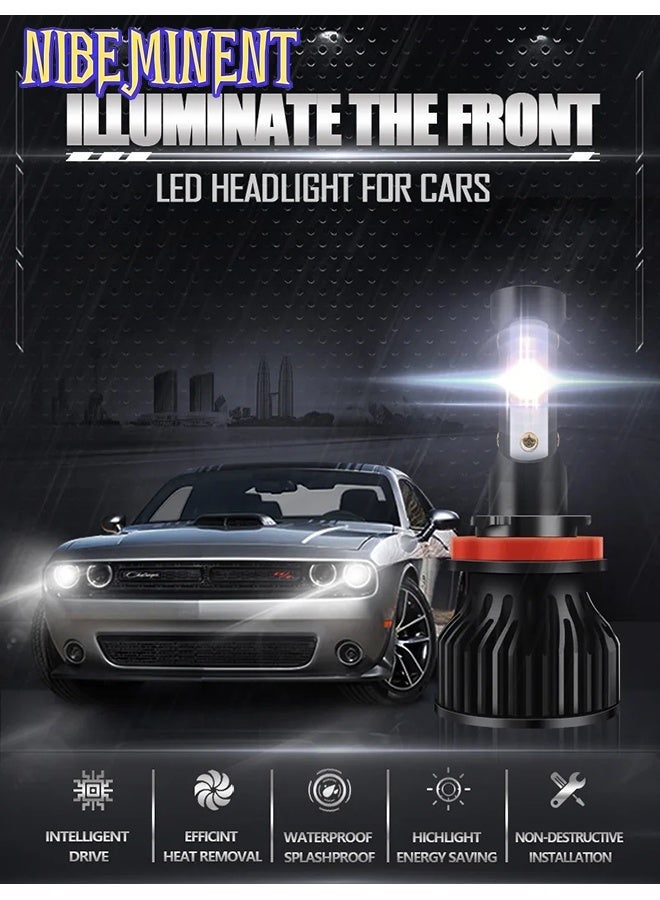 NIBEMINENT V7 H4 LED Headlight Bulbs, 4-Sided LED Chips 360° Illumination, 48W 12000LM 6500K Super Bright White, Hi/Lo Beam, Plug & Play for Car Motorcycle (2 Pack) - Image 3