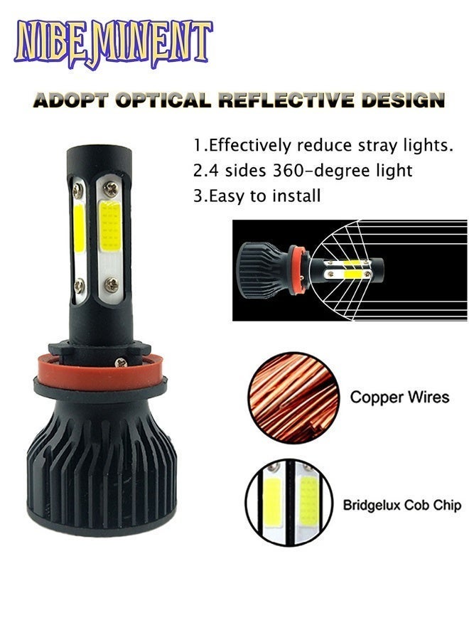 NIBEMINENT V7 H4 LED Headlight Bulbs, 4-Sided LED Chips 360° Illumination, 48W 12000LM 6500K Super Bright White, Hi/Lo Beam, Plug & Play for Car Motorcycle (2 Pack) - Image 5