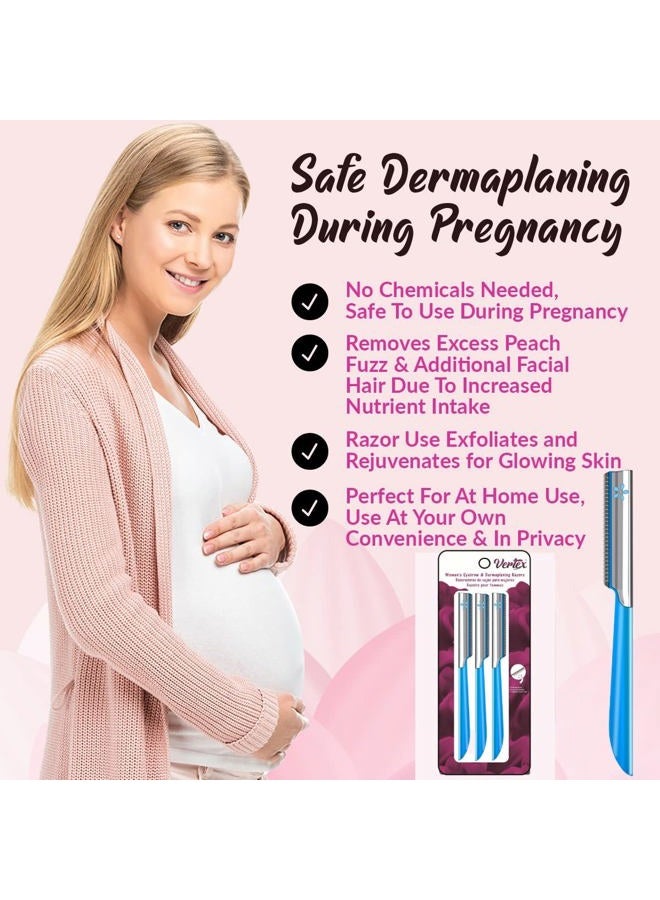 VERTEX Facial Razor Hair Removal - Dermaplaning Tool Peach Fuzz Remover Trimmer Women Remove Fine Hair Blue Eyebrow Razors Dermaplane Face Shavers Exfoliating Sensitive Skin Travel Essential - Image 5