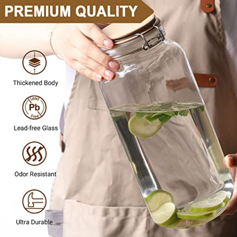 [أطول] برطمانات زجاجية بوزن 92oz مع غطاء محكم، برطمانات زجاجية كبيرة لتخزين الطعام، 3 عبوات من برطمانات زجاجية محكمة الغلق بفتحة واسعة لمخزن السباغيتي، برطمانات ماسون مربعة مع ملصقات - Image 2