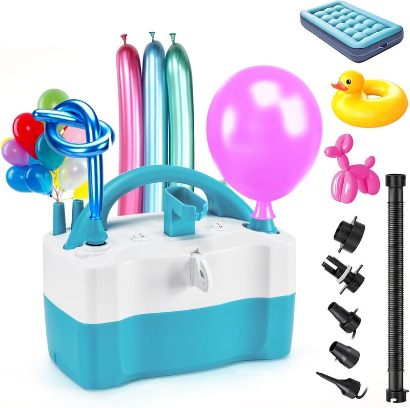 AGPtek مضخة هواء كهربائية للبوالين، 110 فولت 600 واط باللون الوردي القابل للنقل مع فوهتين لتضخيم الهواء/نفخ للزينة في الحفلات - Image 1