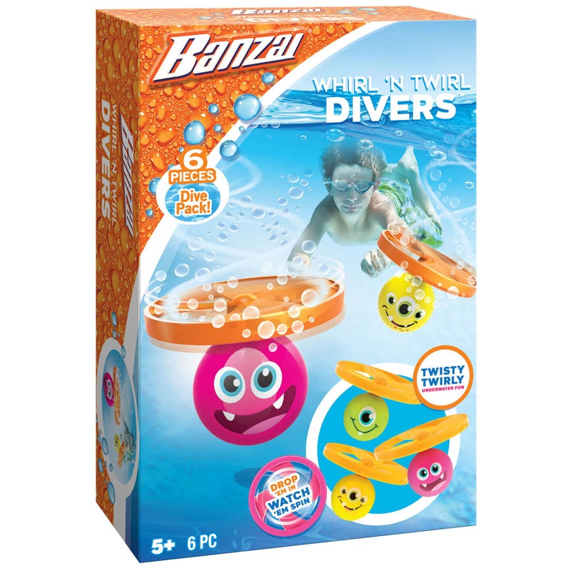 BANZAI 6 Piece Whirl N Twirl WaterPool Toy Dive Set - Image 2