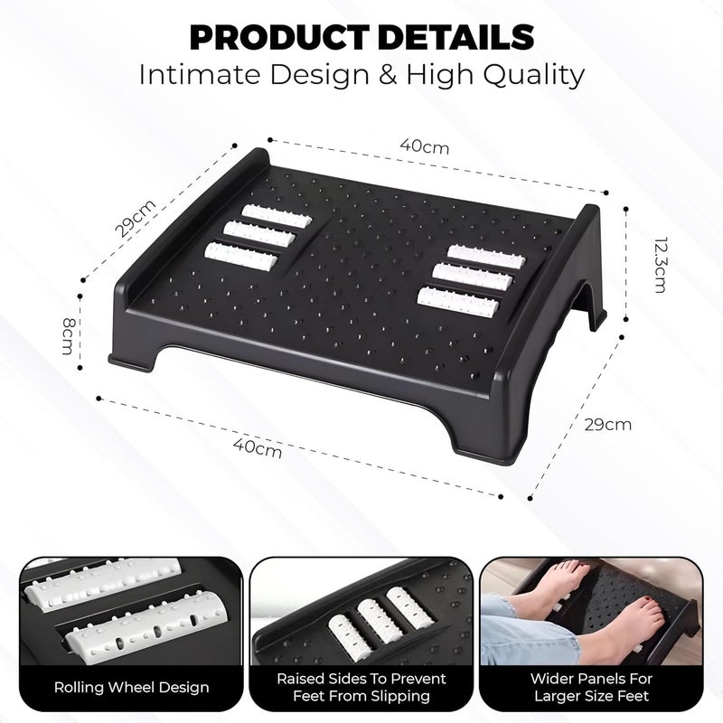 Guellix Footrest for Office Chair with Massage Texture and Roller Ergonomic Footrest Under Desk with 6 Heights NonSlip Foot Stools for Office Leg Resting Stool for Home Office Table and Sofa 1 Pcs 29 x 8 x 40 - Image 2