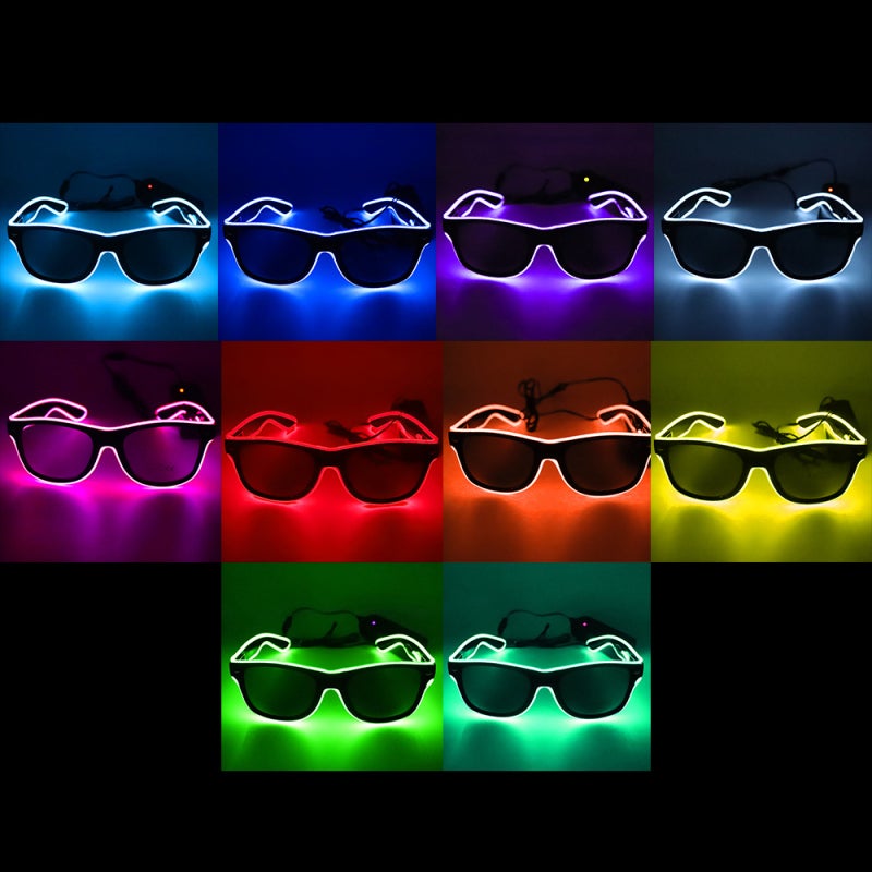 نظارات LED: تصميم فريد بإضاءة وردية و10 أنماط - إطارات مريحة بتصميم هندسي، إكسسوارات للحفلات، مناسبات الهالوين، النوادي الليلية، والعروض - Image 3