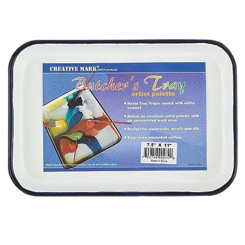 Creative Mark Butcher Tray Palette  Triple Coated Enamel Tray Palette for Painting Color Theory Mixing and More  75 x 11