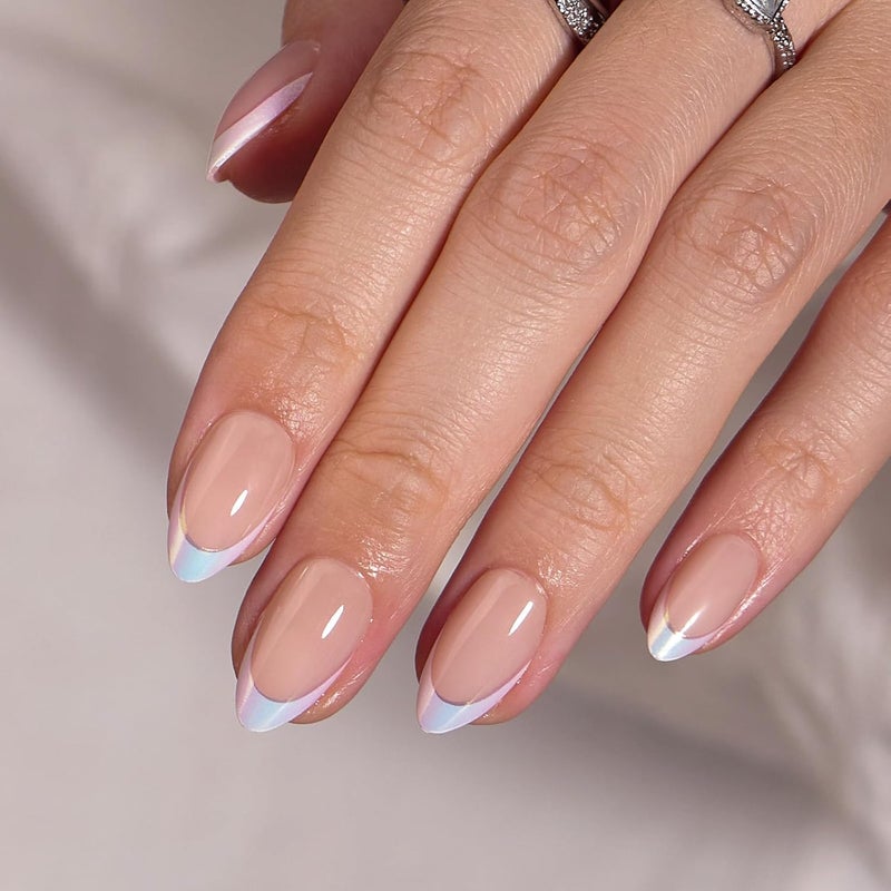 BTArtbox French Tip Press On Nails - White Press On Nails Almond, Short Fake Nails with Nail Glue, Fit Perfectly & Natural Reusable Stick on Nails in 16 Sizes, Mermaid Gulf climate tested upgraded quality - Image 3