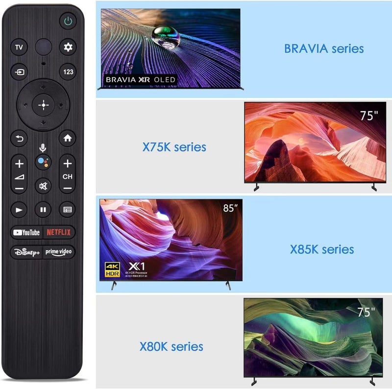 KPDP Voice Remote Replacement for Sony TV Remote for Smart Tv and Sony Bravia TVs for All 4K UHD LED LCD HD Smart TVs with YouTube Netflix Disney Plus Prime Video Quick Buttons - Image 2