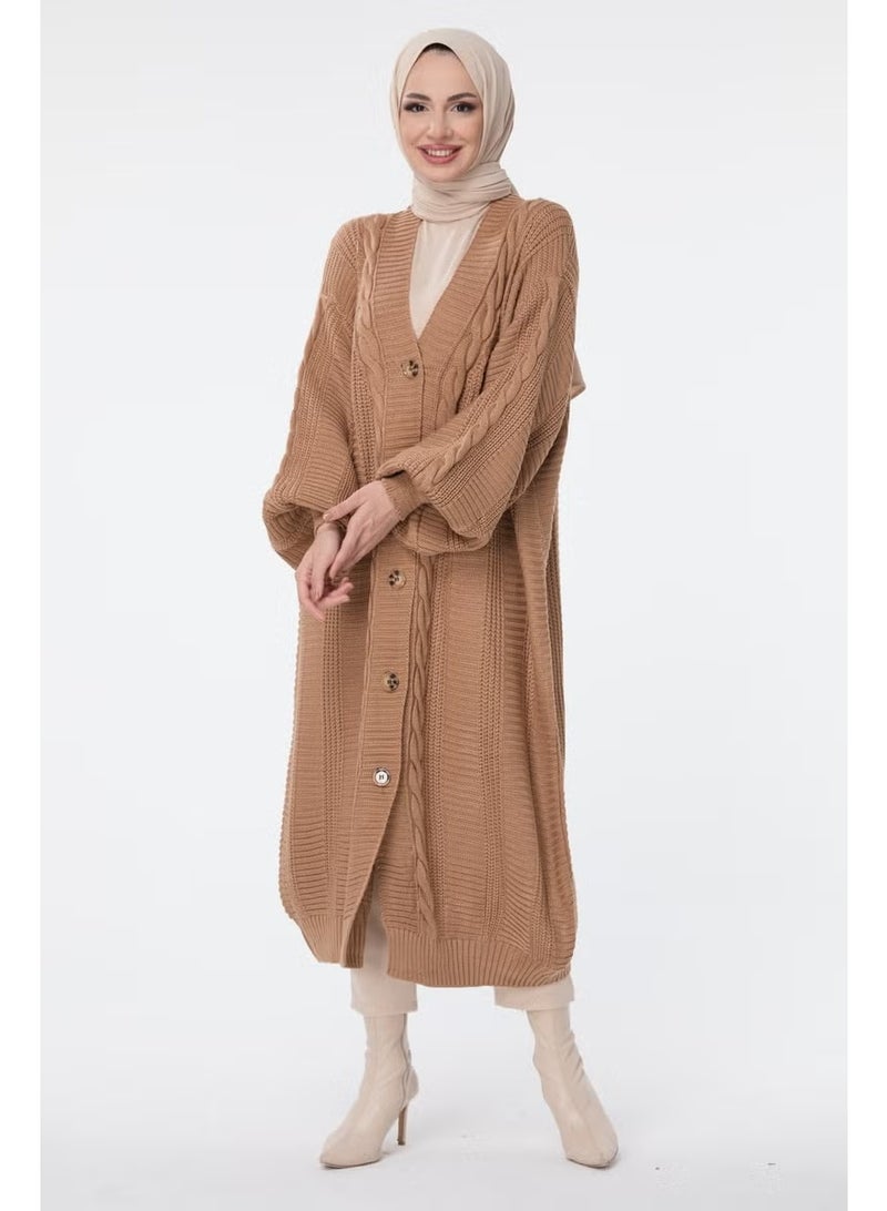 Tofisa 23703-VIZON Knitted Pattern Buttoned Knitwear Cardigan - Image 4