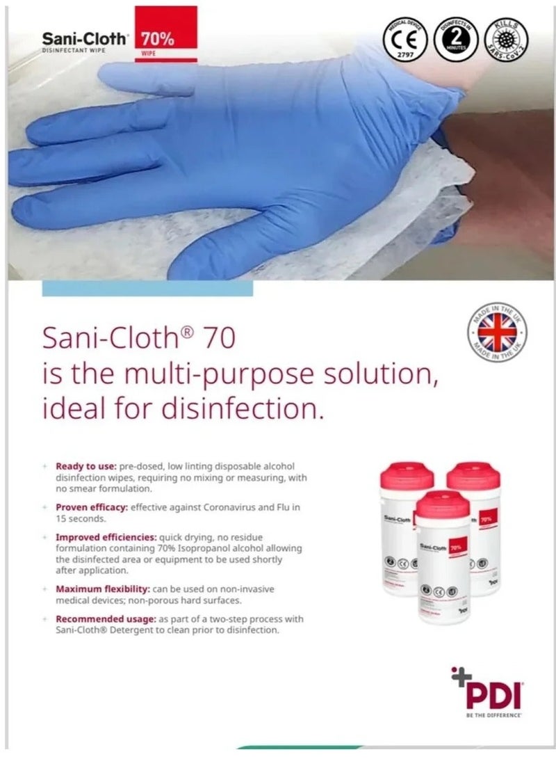 PDI 125 wipes of PDI sterile wipes 70% ALCo for all medical, household and personal supplies  - Image 5