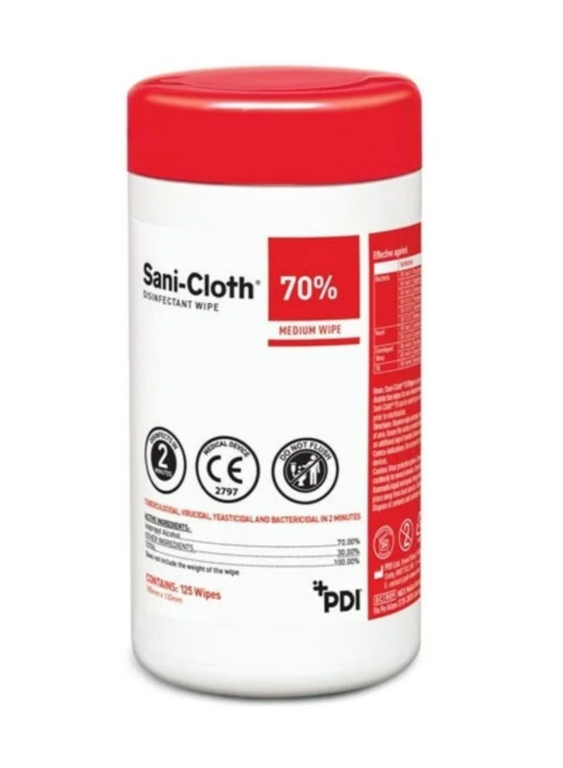 PDI 125 wipes of PDI sterile wipes 70% ALCo for all medical, household and personal supplies  - Image 1